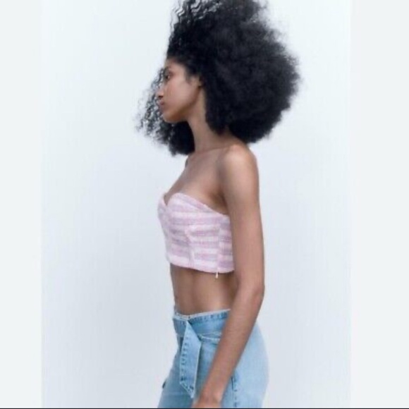 NWT Zara Purple, White, Pink tweed Bustier corset Top - Picture 7 of 8